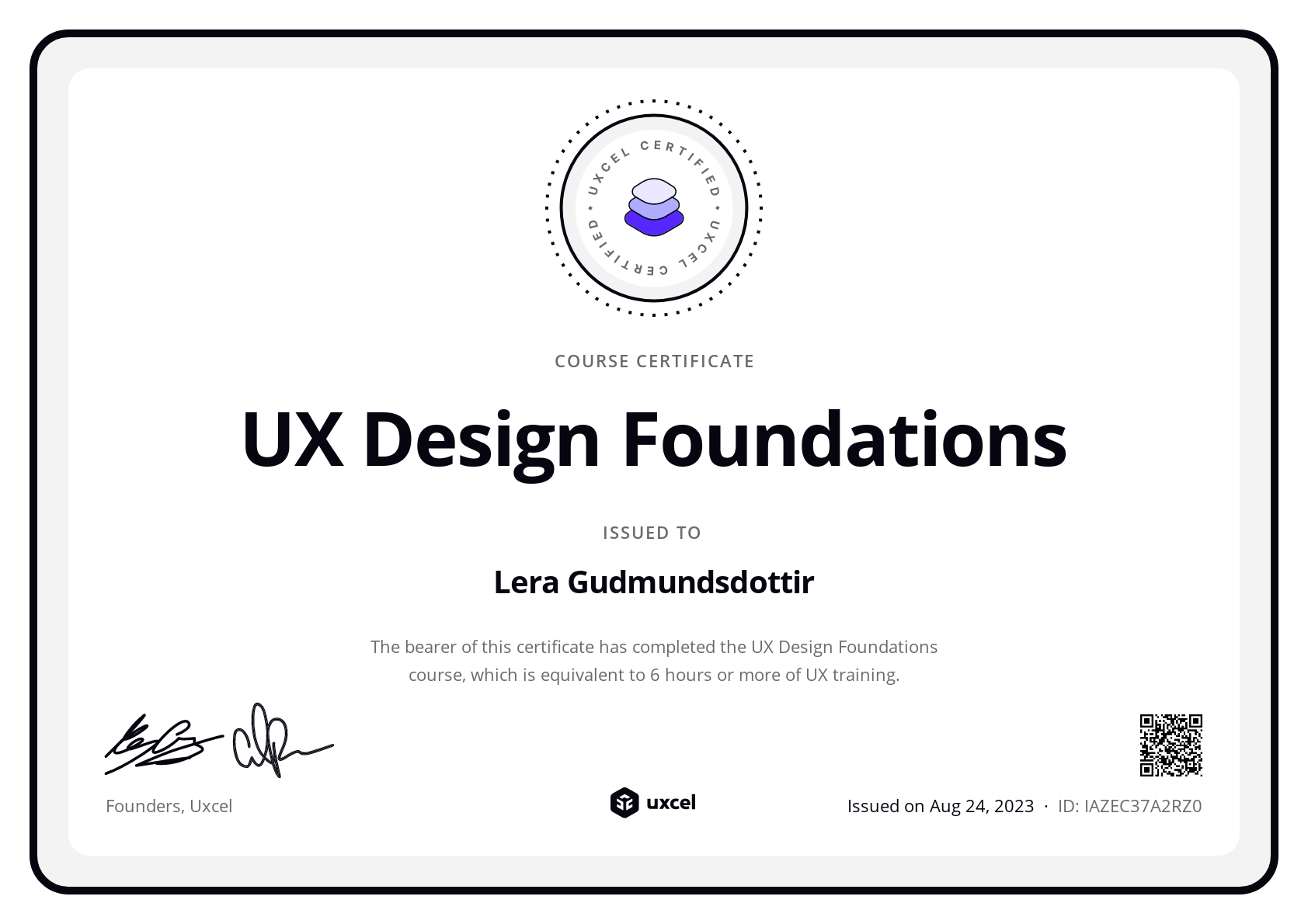 Lera's certificate